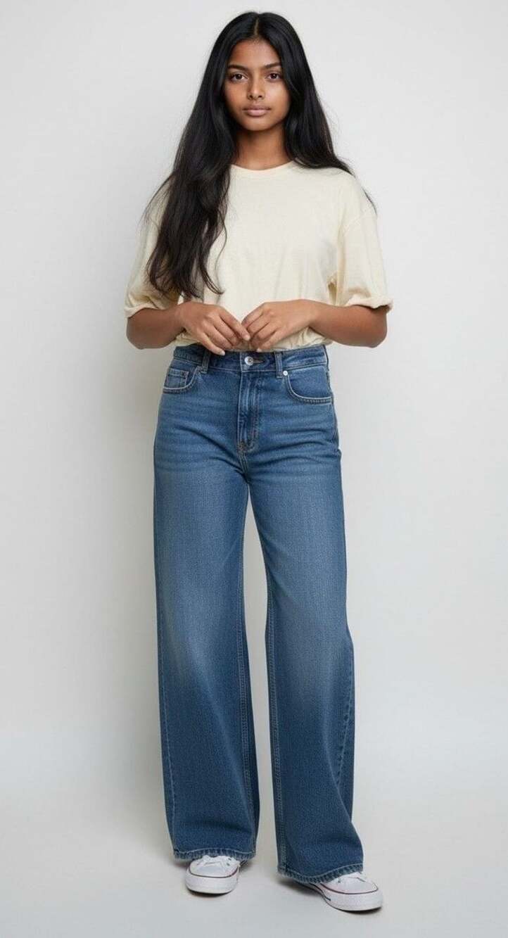 H&M DIVIDED Wide Leg Denim Jeans Sz 0